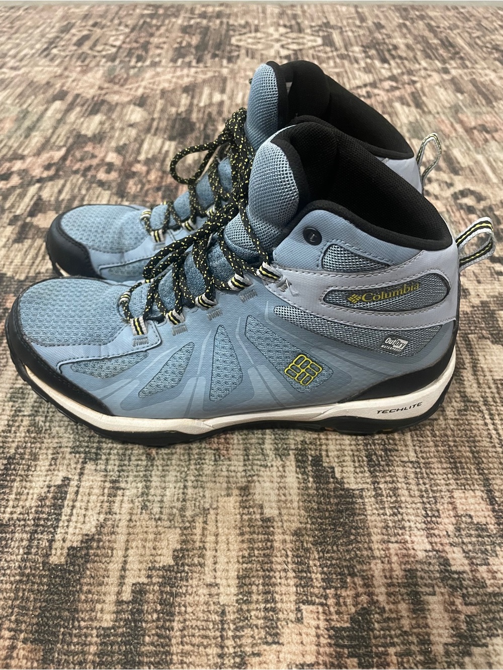 Columbia Light Blue and Black Lace-Up Waterproof Hiking Boots